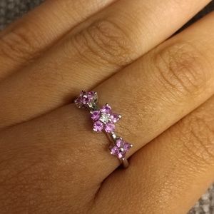 14k White Gold and Pink Sapphire Ring